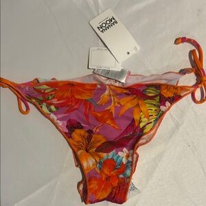 New Banana moon Swimwear Floral String Rouched Bikini Bottom Luma Sunrise NWT